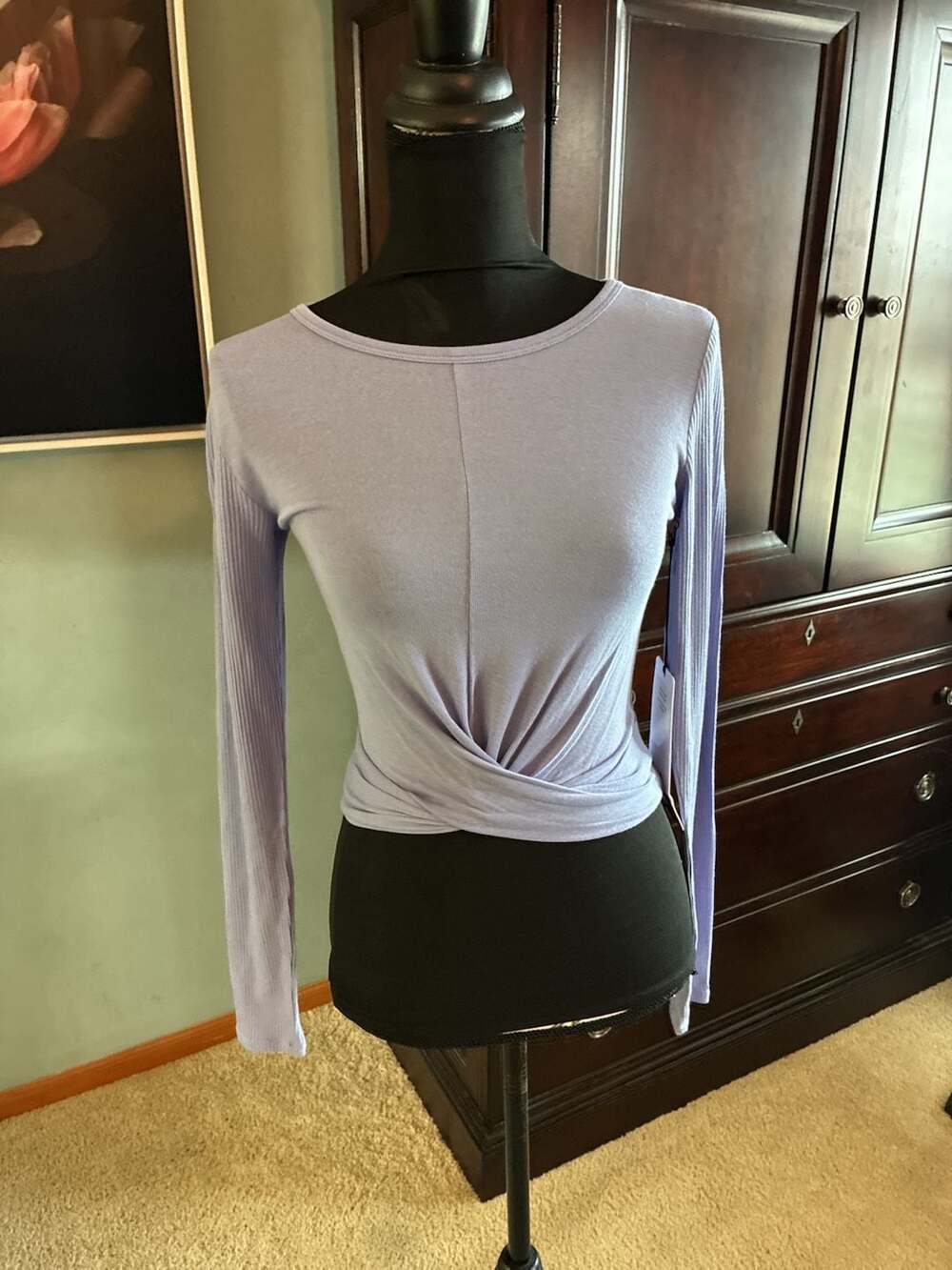 Alo Yoga Cover Long Sleeve Top in Lilac Blue Sz S A727